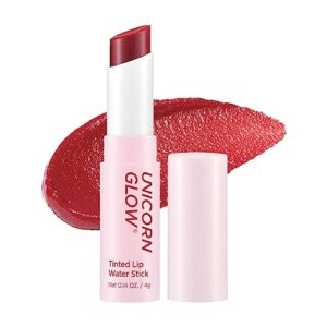 unicorn glow tinted lip water stick 01 secret - super stay ink lip tint lip stain lipstick | high pigment color, longwear, weightless, moisturizing cruelty free, long lasting lip tint waterproof lipstick, non sticky lip