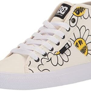 DC Women's Manteca Hi TXSE Skate Shoe, White/Black/Flower, 11