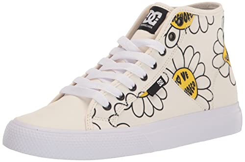 DC Women's Manteca Hi TXSE Skate Shoe, White/Black/Flower, 11