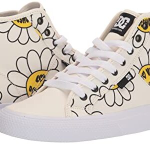 DC Women's Manteca Hi TXSE Skate Shoe, White/Black/Flower, 11