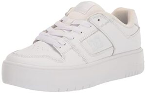 dc women's manteca 4 platform skate shoe, white/white, 5