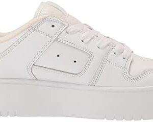 DC Women's Manteca 4 Platform Skate Shoe, White/White, 5