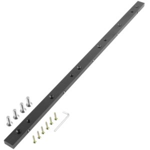 peachtree woodworking 19 inch precision aluminum miter bar rail runner w/adjustable spring loaded plungers •diy table saw crosscut sleds •jigs •works w/ 3/4 by 3/8 inch miter slots •mounting hardware