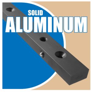 Peachtree Woodworking 19 inch Precision Aluminum Miter Bar Rail Runner w/Adjustable Spring Loaded Plungers •DIY Table Saw Crosscut Sleds •Jigs •Works w/ 3/4 by 3/8 inch Miter Slots •Mounting Hardware