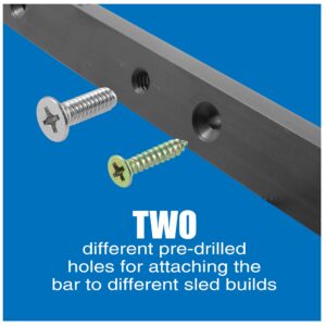 Peachtree Woodworking 19 inch Precision Aluminum Miter Bar Rail Runner w/Adjustable Spring Loaded Plungers •DIY Table Saw Crosscut Sleds •Jigs •Works w/ 3/4 by 3/8 inch Miter Slots •Mounting Hardware