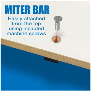 Peachtree Woodworking 19 inch Precision Aluminum Miter Bar Rail Runner w/Adjustable Spring Loaded Plungers •DIY Table Saw Crosscut Sleds •Jigs •Works w/ 3/4 by 3/8 inch Miter Slots •Mounting Hardware