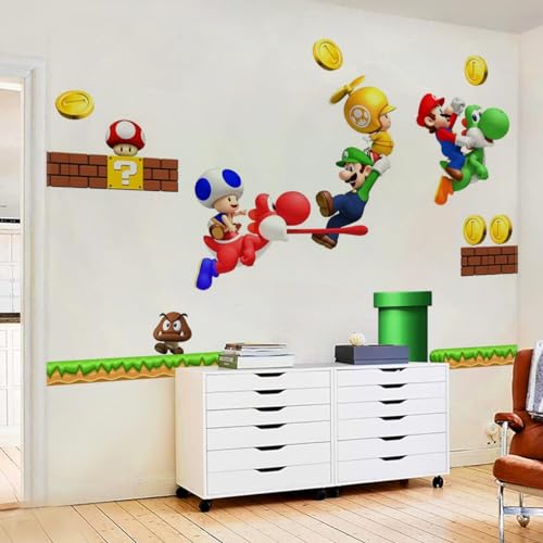 DEKOSH Mario Wall Decal | Peel & Stick Mario Wall Decor for Kids Room