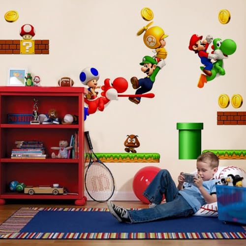 DEKOSH Mario Wall Decal | Peel & Stick Mario Wall Decor for Kids Room