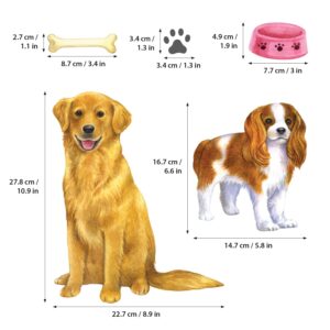 decowall ds-8045 dogs wall decals stickers kids peel and stick removable paw décor print room bone puppy bedroom decorations wallpaper pet nursery baby golden retrieve terrier