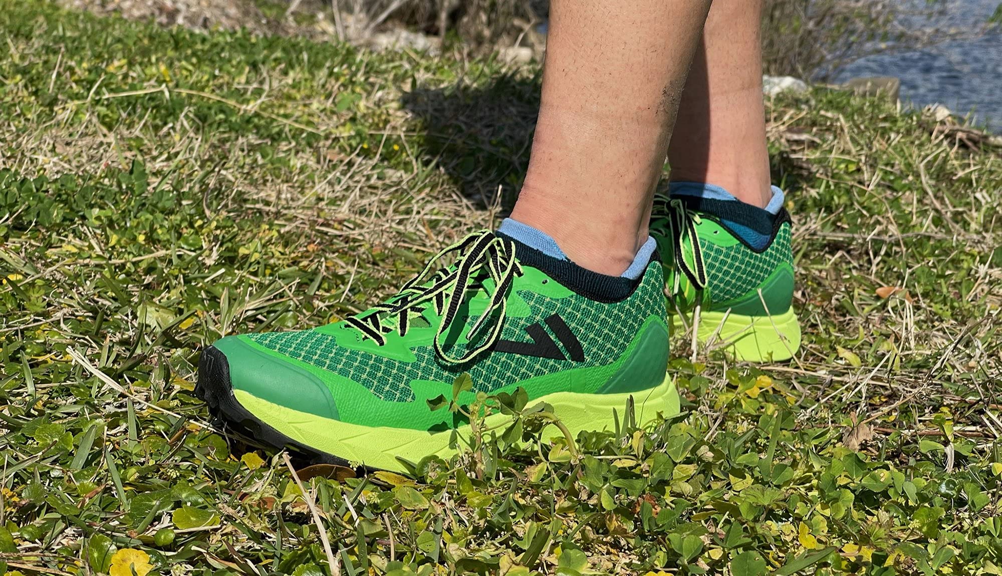 VJ Ultra 2 Long-Range Race Trail Running Shoes with Rock Plate and More Grip - M 6.5/W 8 Green