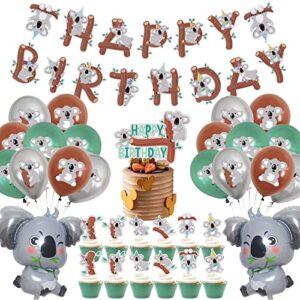 moptrek birthday party decorations supplies with koala birthday banner,koala foil and latex balloons,cake topper and cupcake toppers for kids koala themed birthday party or baby shower decorations