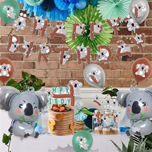 Moptrek Birthday Party Decorations Supplies with Koala Birthday Banner,Koala Foil and Latex Balloons,Cake Topper and Cupcake Toppers for Kids Koala Themed Birthday Party or Baby Shower Decorations