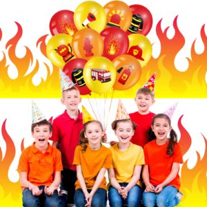 45 Latex Fire Truck Balloons Fire Truck Birthday Party Balloons Decoration Fire Party Balloons for Kids Red, Orange and Yellow Fire Truck Balloons for Rescue Theme Party, Firefighter Party Supplies