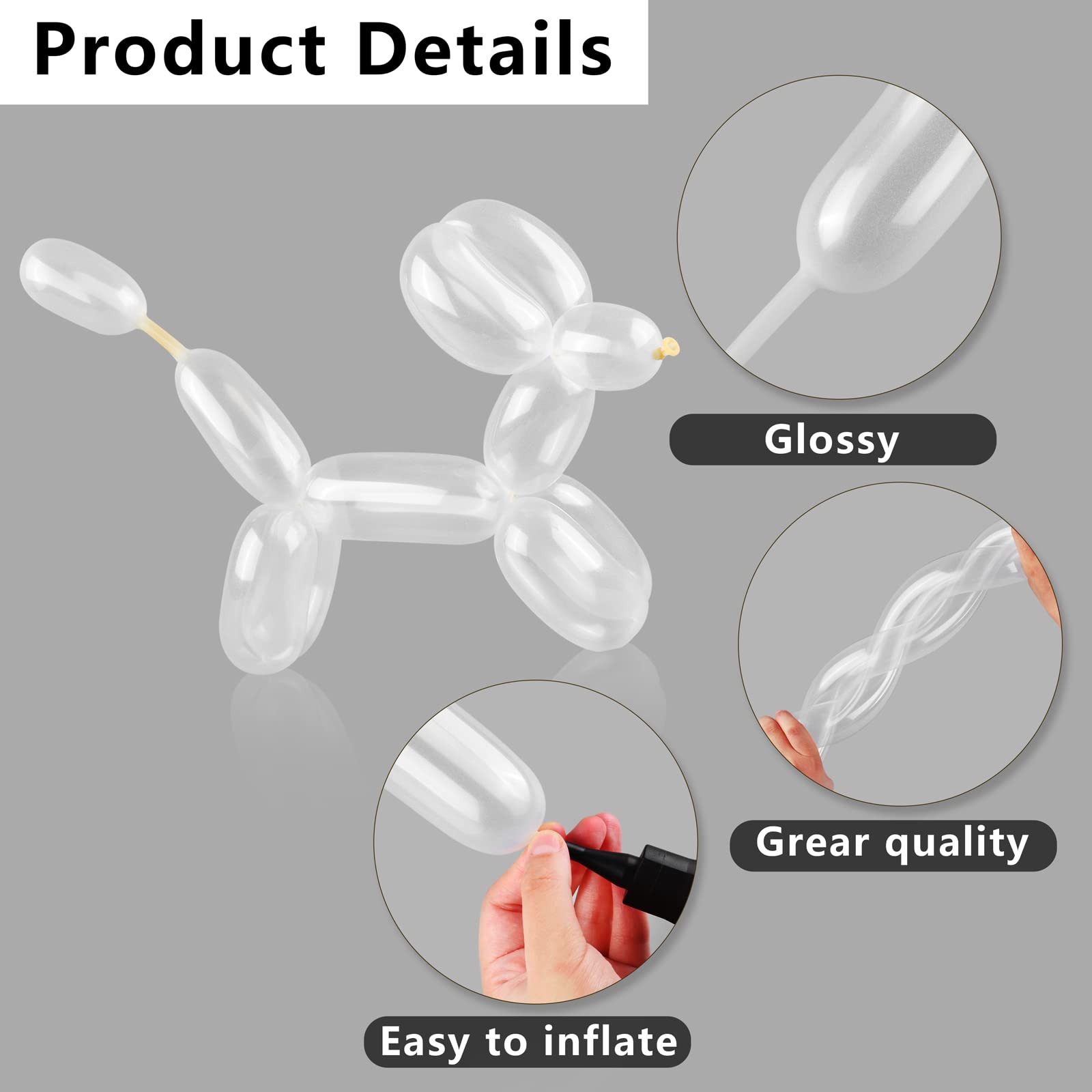 Aodaer 72 Pieces Long Skinny Latex Balloons Twisting Balloons Modelling Balloons for DIY Festival Party Favors Birthday Wedding, Clear