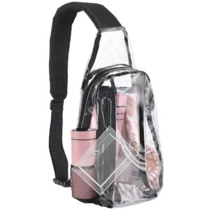 julmelon clear sling bag, clear pvc crossbody chest bag stadium approved, backpack with adjustable strap for men women hiking, stadium or concerts