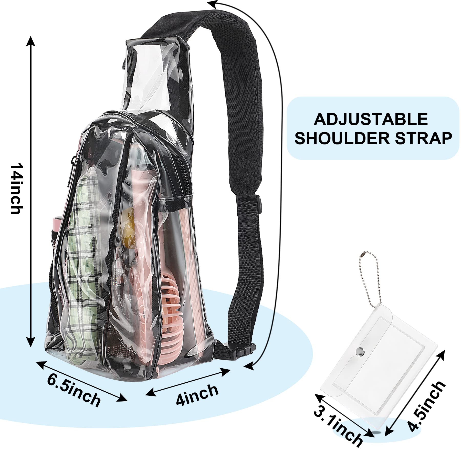 JULMELON Clear Sling Bag, Clear PVC Crossbody Chest Bag Stadium Approved, Backpack with Adjustable Strap for Men Women Hiking, Stadium or Concerts