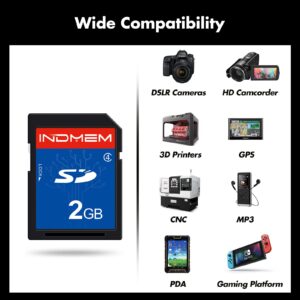 INDMEM SD Card 2GB Class 4 Flash Memory Card 2G SLC Stanard Secure Digital Cards (1PC)