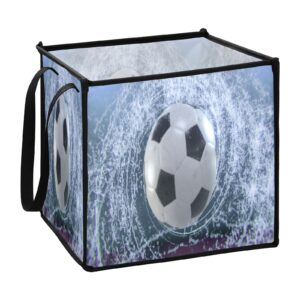 blueangle 3d soccer ball cube storage bin with handles, 13 x 13 x 13 in, large collapsible organizer storage basket for home décor（561）