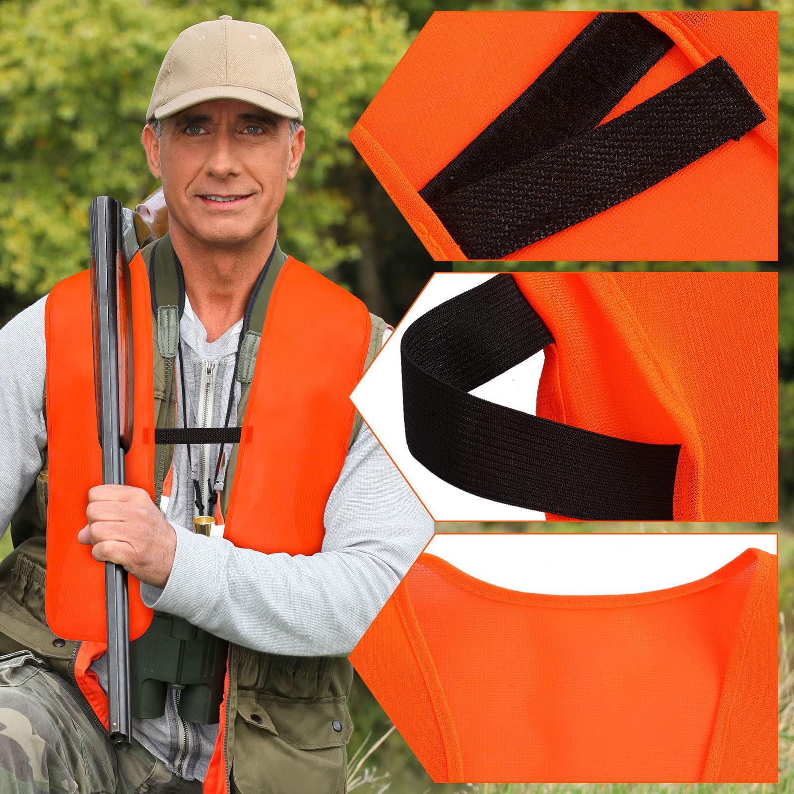 Chuarry 5 Pcs Blaze Orange Hunting Vest Adult Unisex Safety Hunting Vest Outdoor Orange Safety Hunting Vest for Men High Visibility Vest Unisex Adult Women Outdoor, Medium