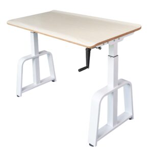 Stand Up Desk Store Crank Adjustable Ergonomic Standing Desk (White Frame/Antique Birch Desktop, 48” Wide)