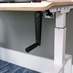 Stand Up Desk Store Crank Adjustable Ergonomic Standing Desk (White Frame/Antique Birch Desktop, 48” Wide)