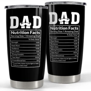 sandjest dad tumbler gifts for dad from daughter, son - dad nutrition facts 20oz stainless steel insulated coffee travel mug christmas, birthday, father's day gift
