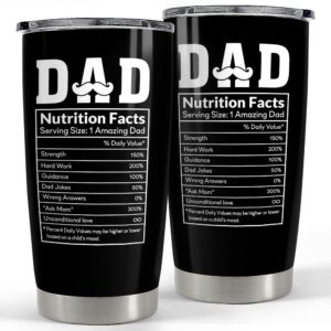 SANDJEST Dad Tumbler Gifts for Dad from Daughter, Son - Dad Nutrition Facts 20oz Stainless Steel Insulated Coffee Travel Mug Christmas, Birthday, Father's Day Gift