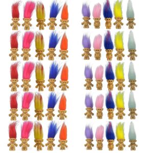 50PCS Lucky Mini Troll Dolls, Mini Action Figures PVC Vintage 1.2" Cake Toppers Chromatic Adorable Cute Little Guys Collection, Arts Crafts, Party Favors,School Project