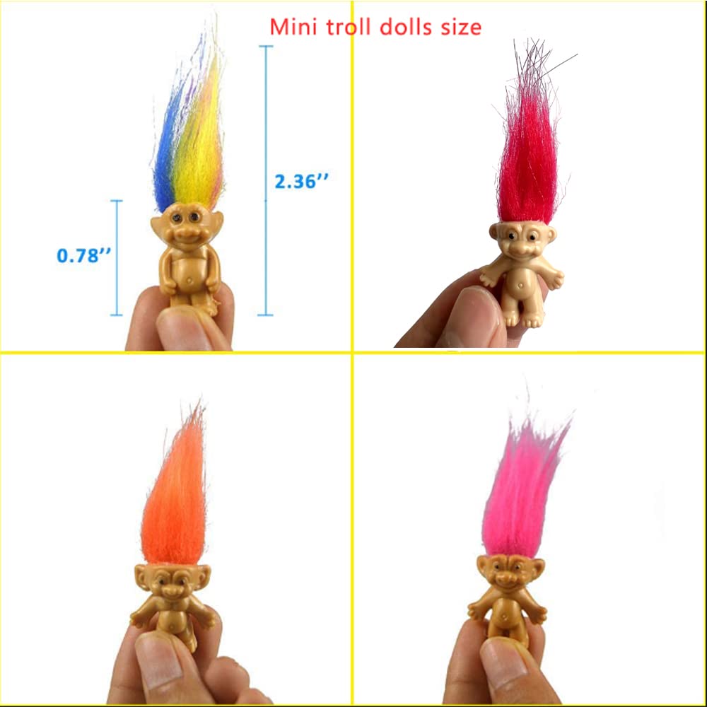 50PCS Lucky Mini Troll Dolls, Mini Action Figures PVC Vintage 1.2" Cake Toppers Chromatic Adorable Cute Little Guys Collection, Arts Crafts, Party Favors,School Project