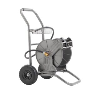giraffe tools garden hose reel cart with wheels, heavy duty water hose cart with hose guide, water hose reel with wheels for outside garden & yard