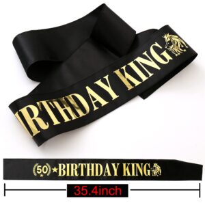 TITIKADI 50TH Birthday King Crown and Birthday King Sash,50TH Birthday Gifts for Men. Birthday Party Decoration for Men(Gold)