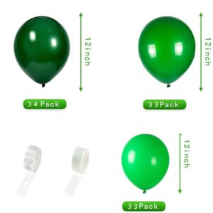 100pcs Dark Green, light green, fruit green Balloons,12 Inches Latex Baby Shower Birthday Jungle Theme Party Decorations