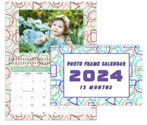2024 photo frame wall spiral-bound calendar (add your own photos) - 12 months desktop/wall calendar/planner - (edition #011)