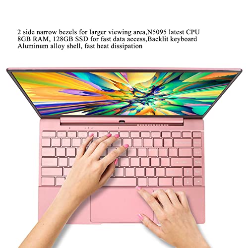 Shanrya 14 inch Ultrathin Office Notebook with Pink IPS HD Digital Screen with Backlit touchpad