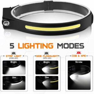 LAKUMIQI Rechargeable Led Headlamp, Light Buddy Headlamp 2 Pack, Led Head Light for Camping, Headlights 230° Wide Beam Motion Sensor Head Lamp, Light Headband for Camping, Hiking Gear, Walking