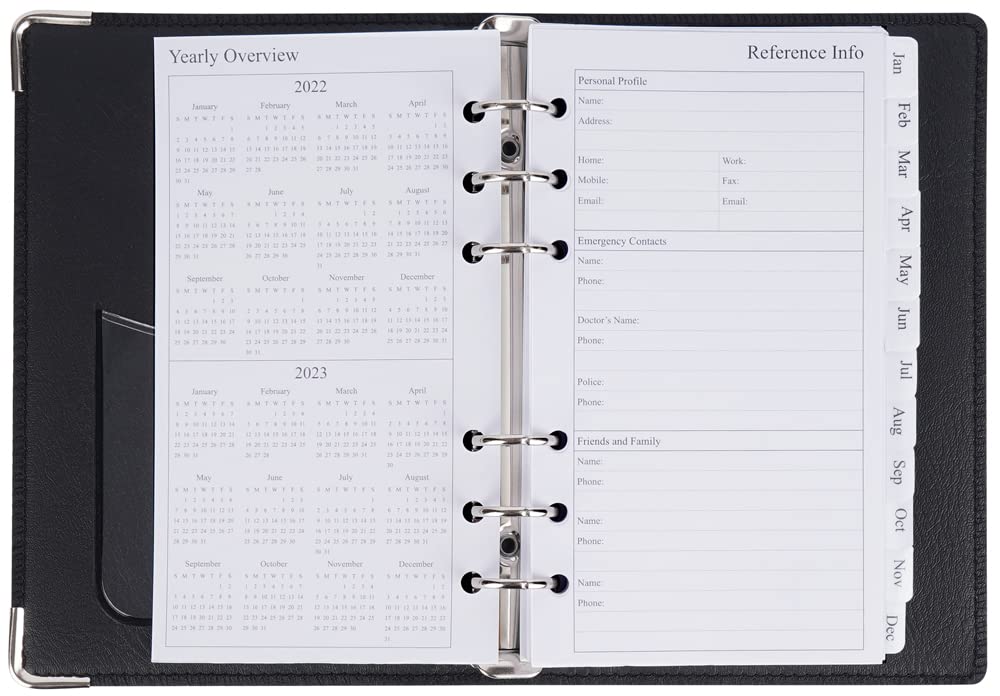 2023 Planner Refills Portable Size 3 - Monthly and Weekly with 6-Ring Binder, Compact/Personal Size