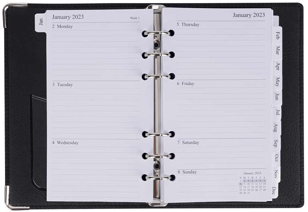 2023 Planner Refills Portable Size 3 - Monthly and Weekly with 6-Ring Binder, Compact/Personal Size