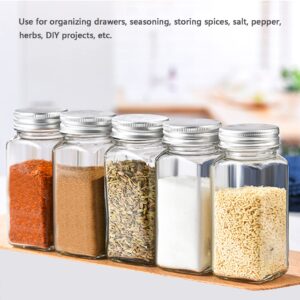 JZMYXA 2-Pack Glass Spice Jars Set, With Spice Labels, Chalk Marker, Funnel, Shaker Lids and Airtight Metal Caps Included, 4oz Empty Spice Bottles, Square/Cylinder (Square)