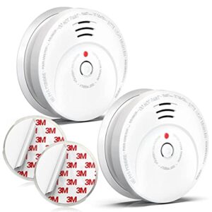 jemay smoke detector, smoke alarm with advanced photoelectric technology, smoke detector with test button and low battery reminder, fire alarm with battery backup used in home, aw106, 2 packs