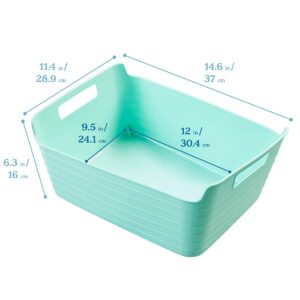 ECR4Kids Bendi-Bins with Handles, Flexible Plastic Storage Baskets for Multipurpose Use, Stackable Storage Organizer, 14.6in x 11.4in, 6-Piece - Pastel