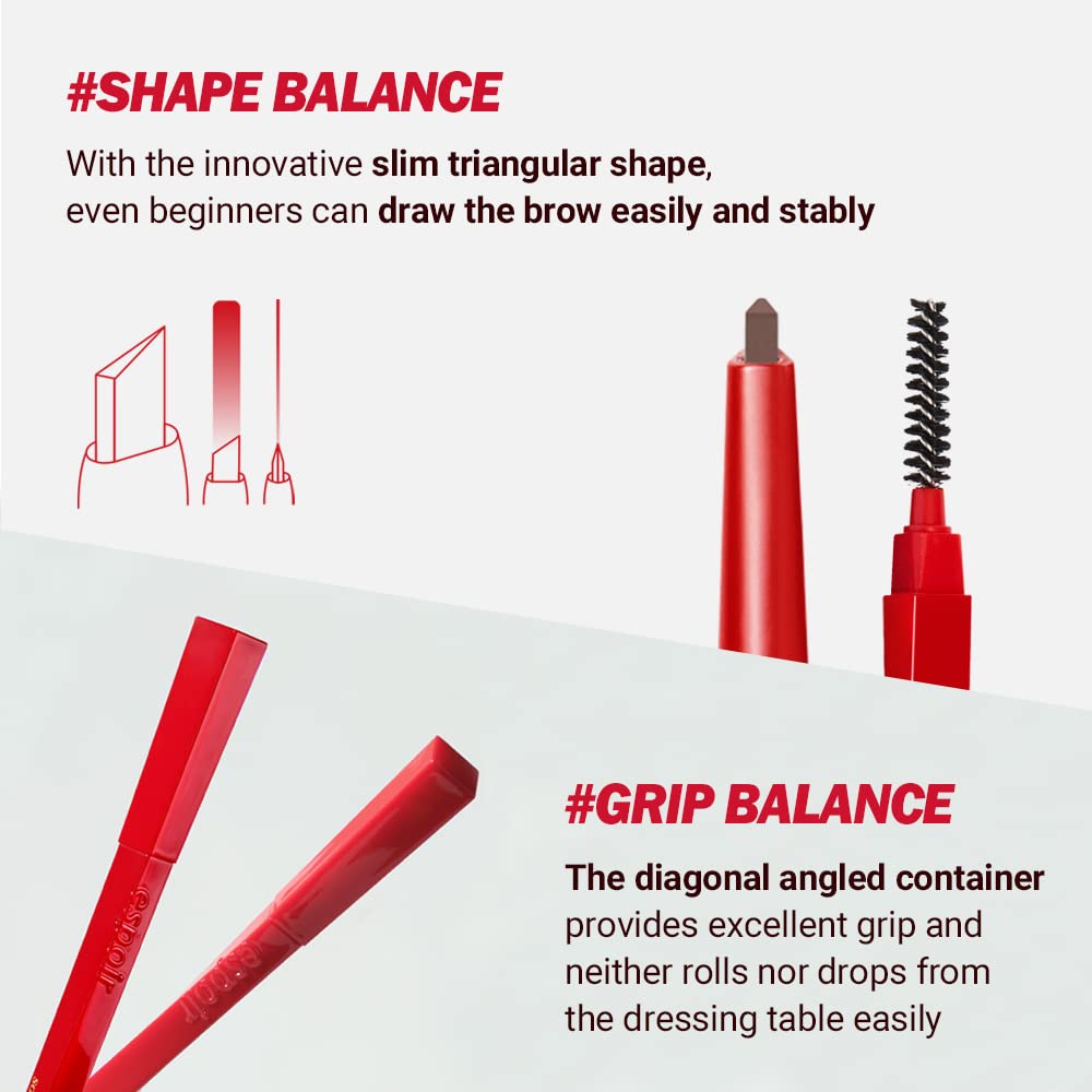 Espoir The Brow Balance Pencil #4 Ash Brown | Eye Brow Pencil that's Natural and Easy to Draw without Clumping | A Detailed and Rich Eyebrow Texture | Korean Makeup