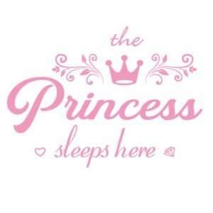 Crown Diamond Wall Decals Princess Sleep Here Wall Stickers Removable DIY Mural Art Words with Flower Quotes Vinyl Stickers for Kids Girls Bedroom Living Room Nursery Home Background Decoration