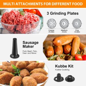 2500W Electric Meat Grinder, Sausage Stuffer Maker, Stainless Steel Food Grinder with Sausage Tube Kubbe Maker for Home Kitchen Use