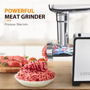 2500W Electric Meat Grinder, Sausage Stuffer Maker, Stainless Steel Food Grinder with Sausage Tube Kubbe Maker for Home Kitchen Use