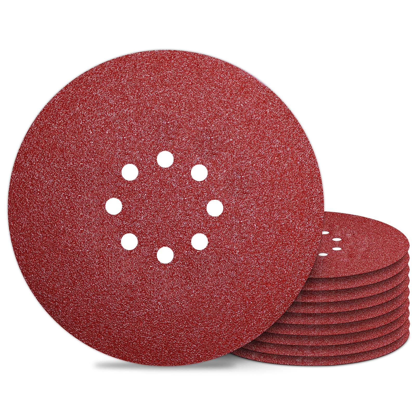 Awutzut 9 inch Sanding Discs 40 Grit 8 Holes Hook and Loop Sandpaper for Drywall Sander 10Pack