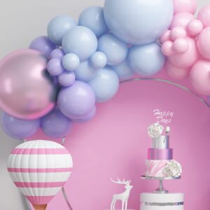 Pink Blue Balloon Garland Kit, Pink Blue Balloon Arch with Macaron Purple, Pink and Blue Party Balloons, Pink Blue Purple Balloon Garland Kit for Birthday Wedding Baby Shower Party Decorations