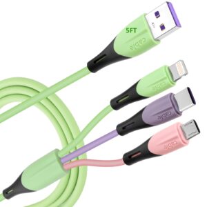 multi charging cable 2pack 5ft, 3 in 1 5a multiple usb fast charger cord adapter with lightning/type c/micro usb port connectors, for iphone 14 13/samsung galaxy/pixel/phones/tablets and more