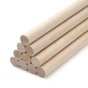 wooden dowel rods wood dowels, 10pcs 1/2 x 12" round wooden sticks for craft, macrame dowel, unfinished hardwood sticks for arts and diyers, crafting, tiered cake support and wedding ribbon wands