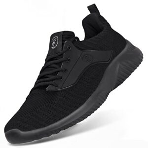 womens breathable walking shoes-resistant sport tennis shoes fabric lightweight comfortable casual shoes slip on work fitness cycling travel sneakers all black 9
