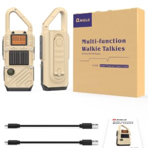 Walkie Talkies for Adults Rechargeable, FM/NOAA Emergency Radios with Weather Alerts, LED Flashlight & SOS Alarm, Solar Powered Hand Crank Long Range 2 Way Radios Walkie Talkie with USB Charged